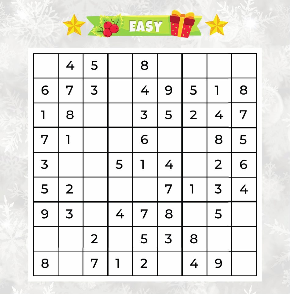 The easy Sudoku for day 1 in large print