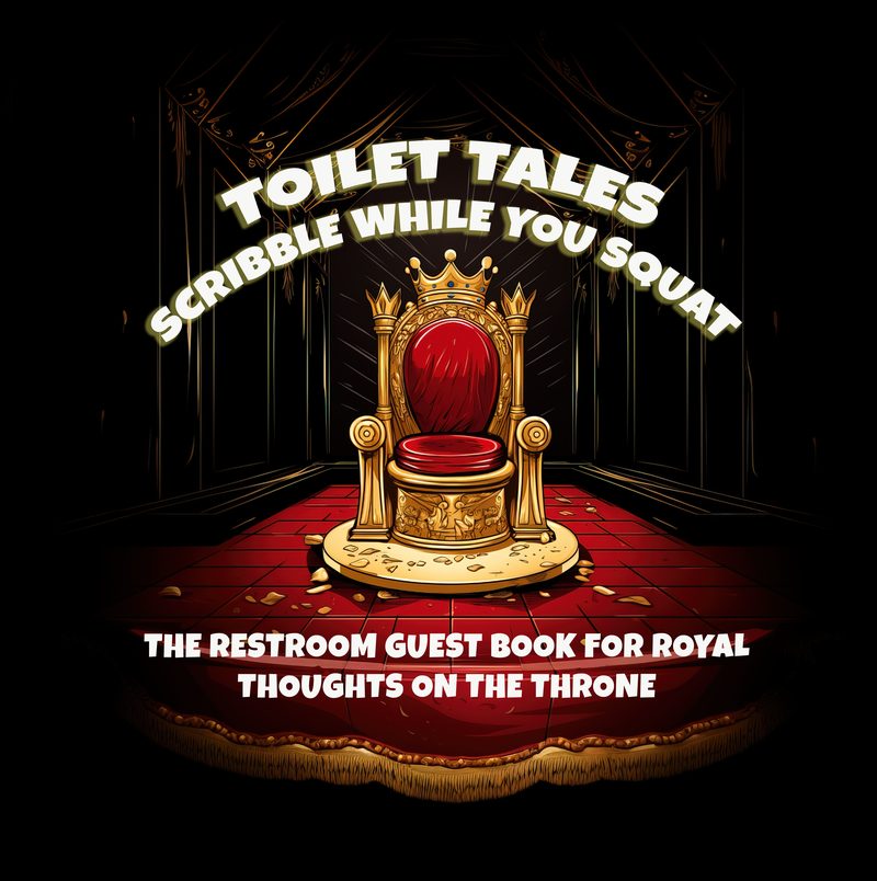 Cover of Toilet Tales: Scribble While You Squat, a golden throne on a red carpet