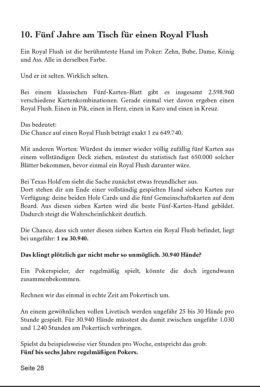 Leseprobe Seite 28: Fünf Jahre am Tisch für einen Royal Flush