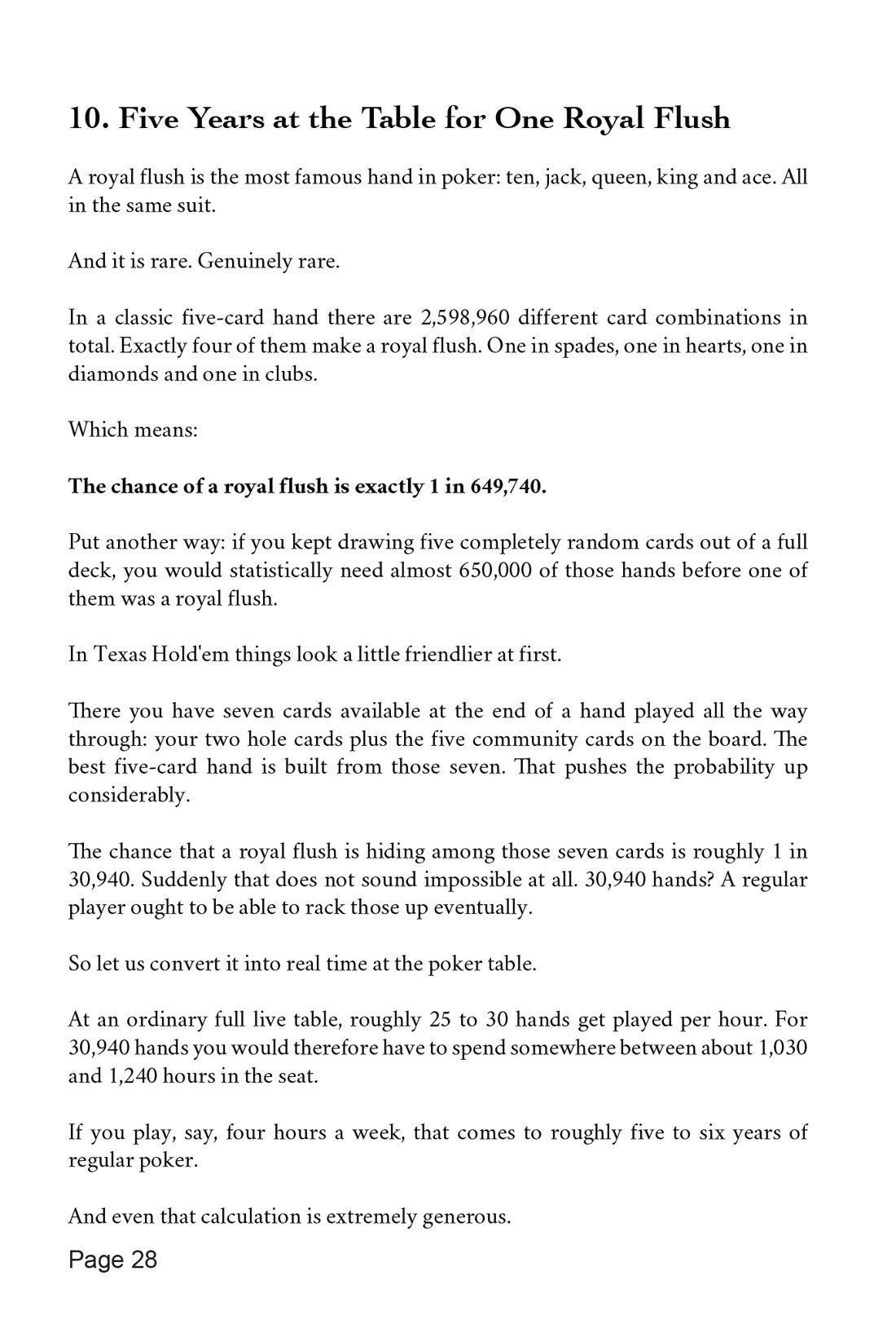 Sample page 28: Five Years at the Table for One Royal Flush